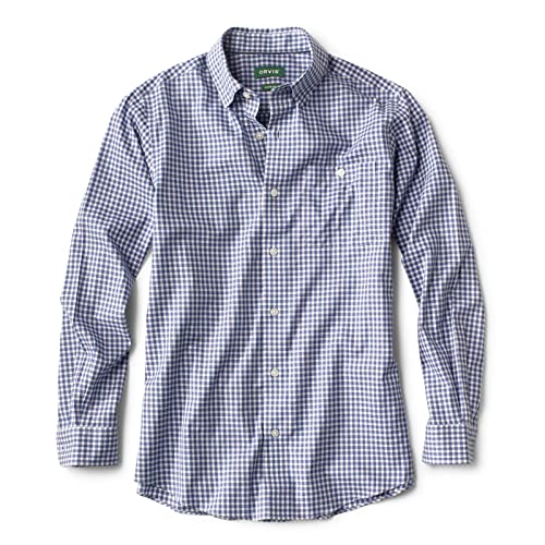 Orvis Men's Hidden Button-Down Performance Long-Sleeved Shirt, Regular, Fog Blue - Small #TOP4