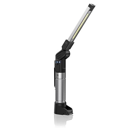 HOTLIGH Magnetic Work Light - 800 Lumens Rechargeable Work Light with Multifunctional Foldable Design, 2200 mAh Mechanic Light, 3 Lighting Modes Magnetic Flashlight for Car Repairing/Emergency, 1 Pack