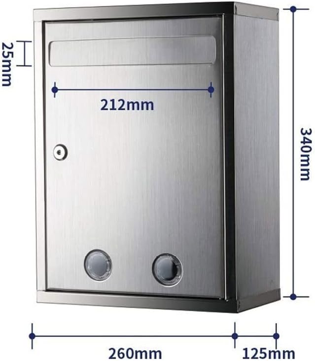 HBJWOV AWall Mounted Mail Box with Retrieval Door Keys and Newspaper Compartment