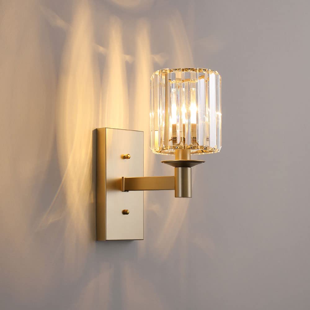 Applique Da Parete Moderna In Cristallo E Oro | Lampada E27 Per Camera, Soggiorno E Corridoio - Foto 9