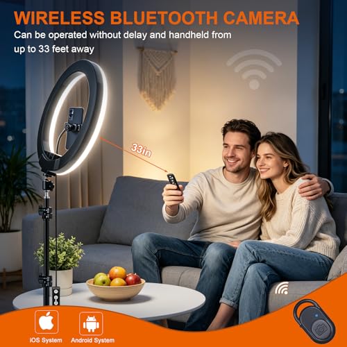 Image of 12 inch Selfie Ring Light with 75 inch Tripod Stand & 2 Phone Holder, LED Camera Ringlight with 48 RGB Colors Modes & Musical Rhythm Mode and 12 Brightness Dimmable for TikTok /Makeup /Photography /Vlog