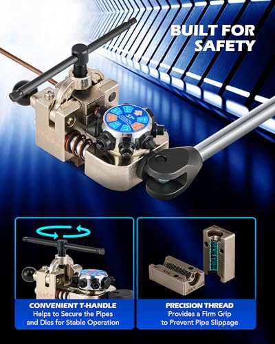 Image of Orion Motor Tech Brake Line Flaring Tool Kit, 45 & 37 Degree Flaring Tool Set, Single Bubble Double Flare Tool Kit for Brake Lines, Professional Brake Flare Tool Kit for 3 /16 inch 1 /4 inch 5 /16 inch 3 /8 inch Tubes