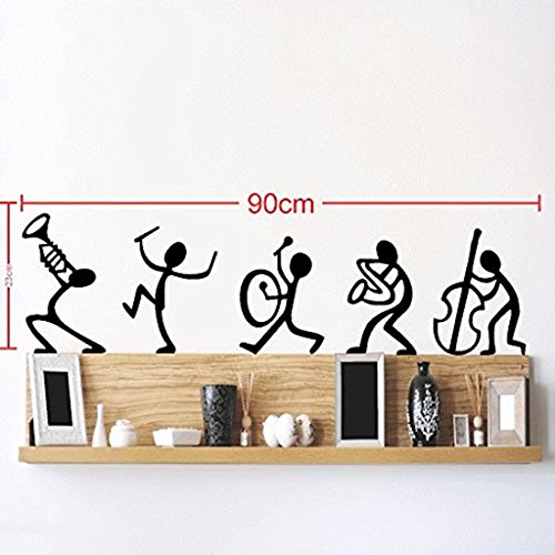 Image of Decals Design 'Beautiful Wall Drift Bottles' Wall Sticker (PVC Vinyl, 45 cm x 60 cm) & Decals Design 'Musical Instruments Happy Band' Wall Sticker (PVC Vinyl, 30 cm x 45 cm, Black)