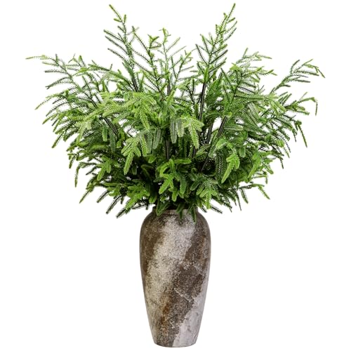 5Pcs Real Touch Large Norfolk Pine Branches, 33.5 Faux Christmas Foliage Artificial Greenery Stem Green Plants for Xmas Vase DIY Crafts Wreath Garland Indoor Outdoor Home Decor ﻿ (5, Gradient Green)