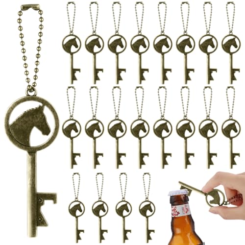 Vesici 20 Sets Western Horse Bottle Opener Keychain Bulk Wedding, Bronze