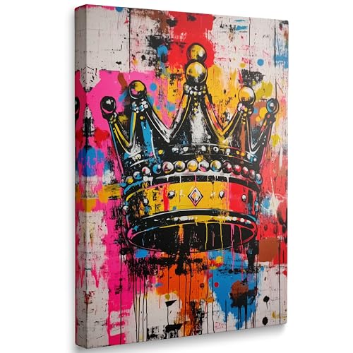Framed Banksy Crown Abstract Street Basketball Room Canvas Art Wall
