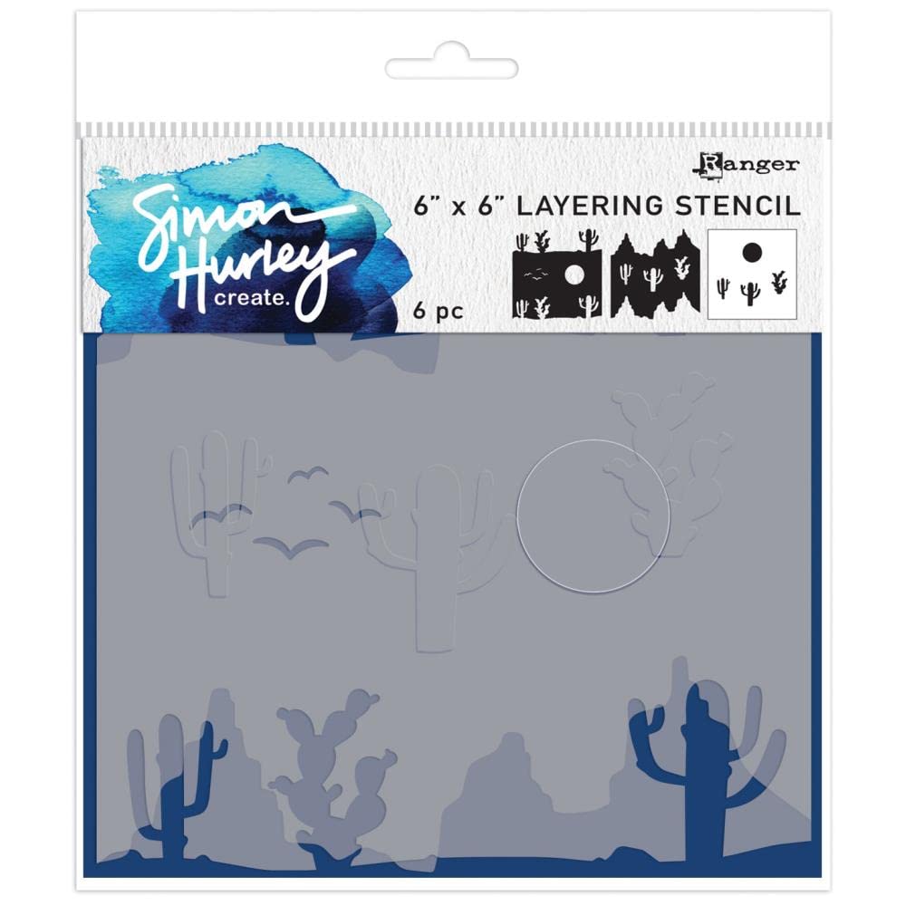 Simon Hurley create. Layering Stencil 6"X6"-Sedona Scene Maker