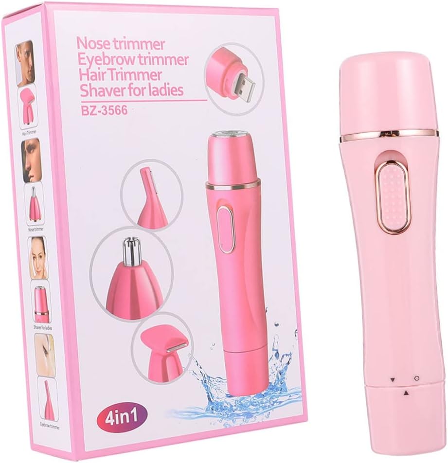 Beaupretty 2pcs USB Rechargeable Female Shaver Painless Body Hair Removal Machine Eyebrow Shaping Nose Hair Trimmer Portable Travel Friendly Grooming Tool