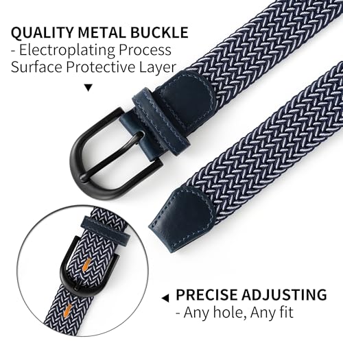 Image of Mile High Life | Braided Stretch Elastic Belts | Pin Oval Solid Black Belt Buckle | PU Loop End Tip Men /Women /Junior Belt