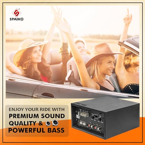 Image of 120W Dual Channel Car Amplifier with Bass Subwoofer Kit, Class AB 12V DC MOSFET Power Amp | Compact Premium Black Amplifier for Car Audio System