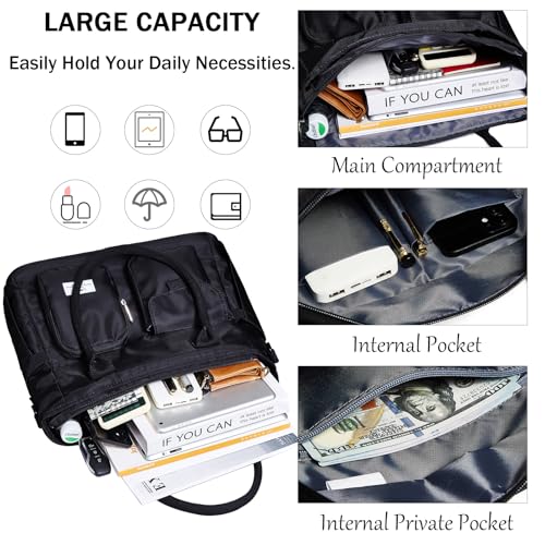 Large Utility Tote Bag with Multi-pockets and Compartment for Travel & Work2