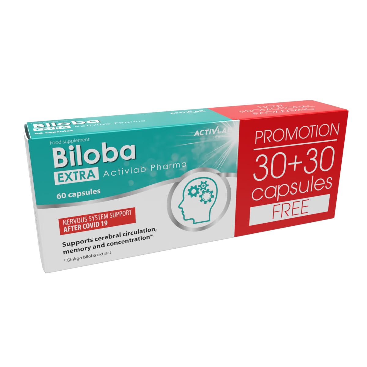 ActivlabGinkgo Biloba Extra 60 Capsules with Vitamin B DHA Acids and Magnesium Nervous System Peace