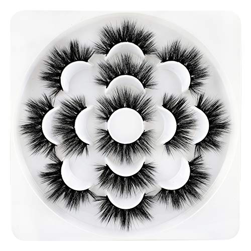 Newcally False Eyelashes Faux Mink Lashes Dramatic Wispy Long Fluffy Volume Fake Eye Lashes 7 Pairs Pack