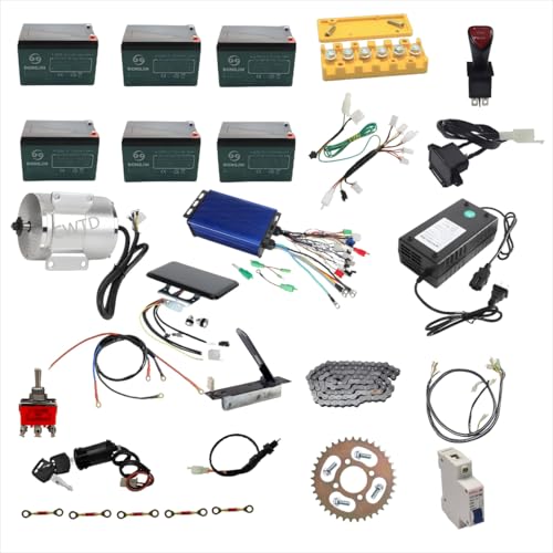 CWTD 72V 3000W Electric Motor Complete Kit with Controller, 6-DZM-12 Battery, Chain & Sprocket for Electric Bike, Go Kart, ATV, Golf Cart, Scooter