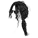 Menoqi Men Wigs Long Curly Black Hair Metal Rocker Wigs with Ponytail Costumes Wig WIG168