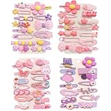 Vesavifaka 56 Stück Haarspangen Mädchen, Haarschmuck Mädchen, Haaraccessoires Set für Kleinkinder, Süße Haarspangen für Mädchen, Haaraccessoires mit Hasen/Blumen/Schleifenmuster in Bunt