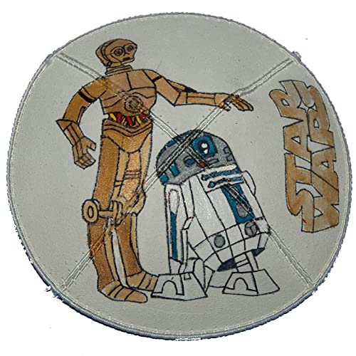 Hand-painted Kippah (Yarmulke) with the Golden Robot and the Beeping Robot from the Space Wars Saga