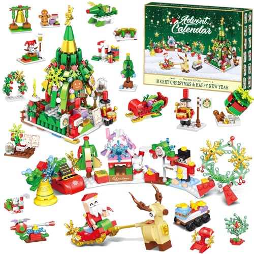 Advent Calendar 2025 Kids for Christmas Building Toys,Mini Building Blocks,Christmas Countdown 12 in 1 Blocks Toys 618 Pcs,Advent Calendar Gift for Adult Boys and Girls(Green)