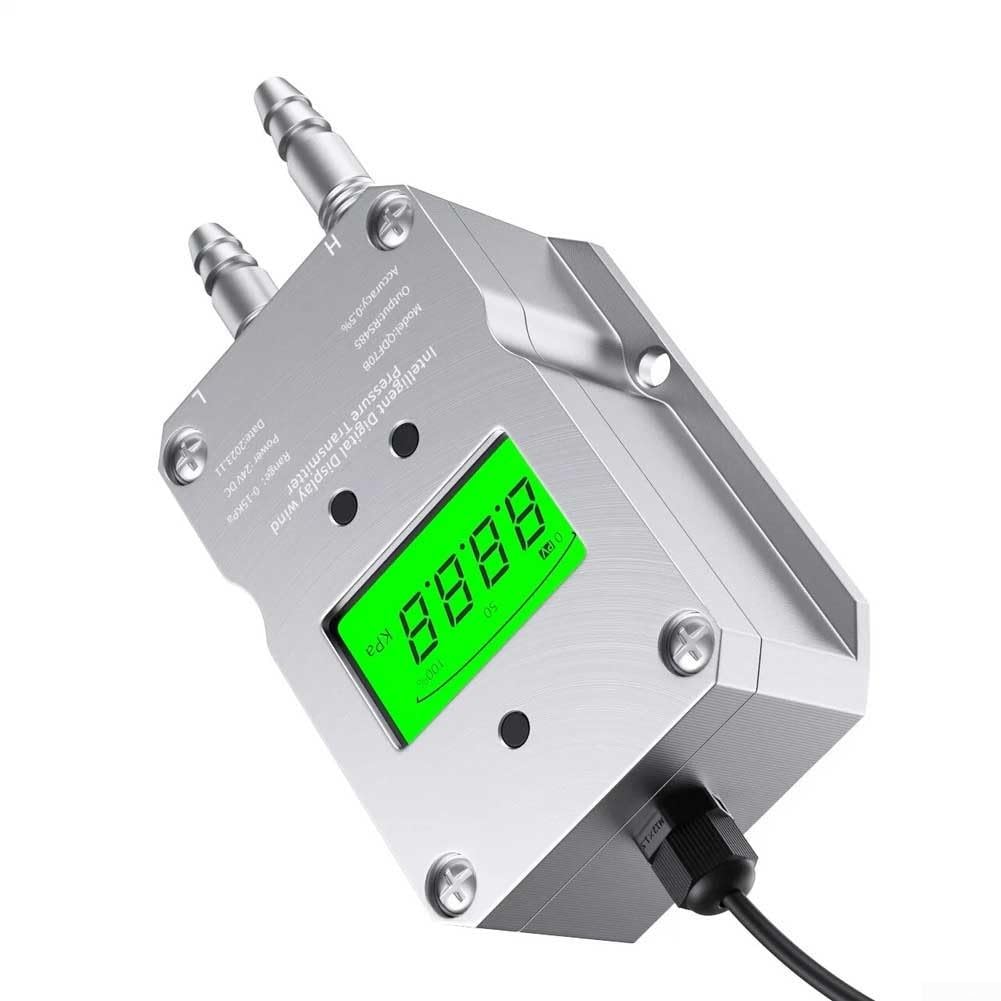 Sensor de presión diferencial, transmisor de presión de viento con pantalla LCD para monitoreo HVAC (0-500Pa)