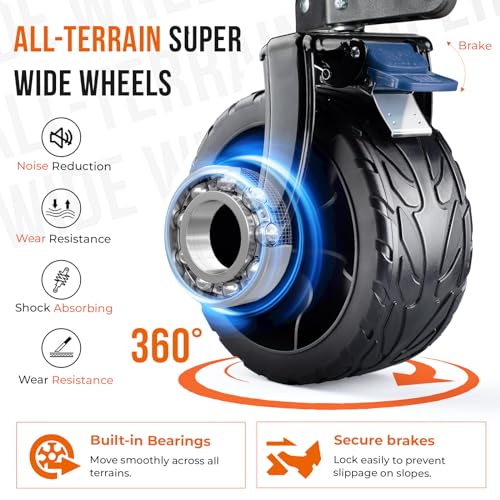 Overmont Faltbar Klappbar Bollerwagen mit Bremsen - Alle Gelände Räder - 300I großes Fassungsvermögen mit Seitentaschen Getränkehalter Verstellbarem Griff - bis 200 kg Tragkraft Blau – Bild 6