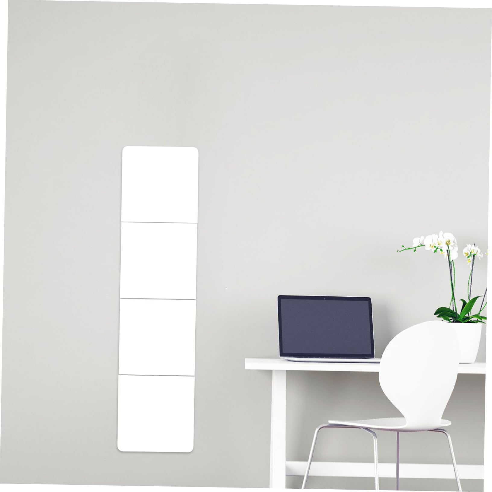 PRETYZOOM Specchio da Parete Adesivo 30x30 Cm Bianco a Quattro Pezzi