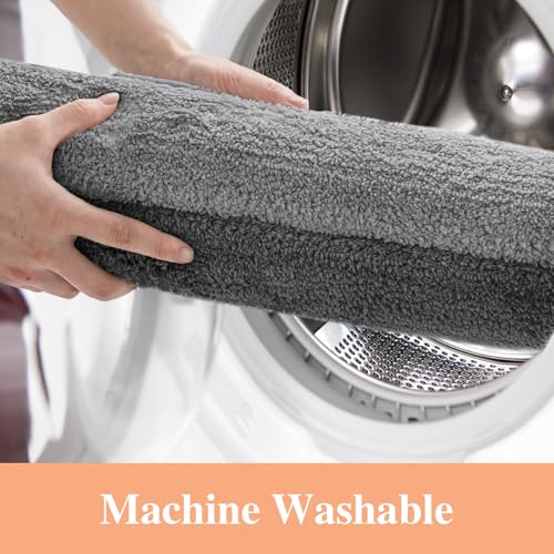 wyewye Mikrofaser-Badematte, Türmatte, Badteppich, Super saugfähiger Badezimmerteppich 60x120 cm, Grau – Ansicht 7