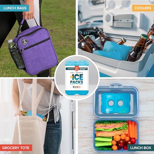 Healthy Packers Ice Packs for Lunch Boxes & Coolers - Freezer Packs - Original Cool Pack | Cooler Accessories for Beach, Camping & Fishing | Slim & Long-Lasting Reusable Ice Pack for Cooler