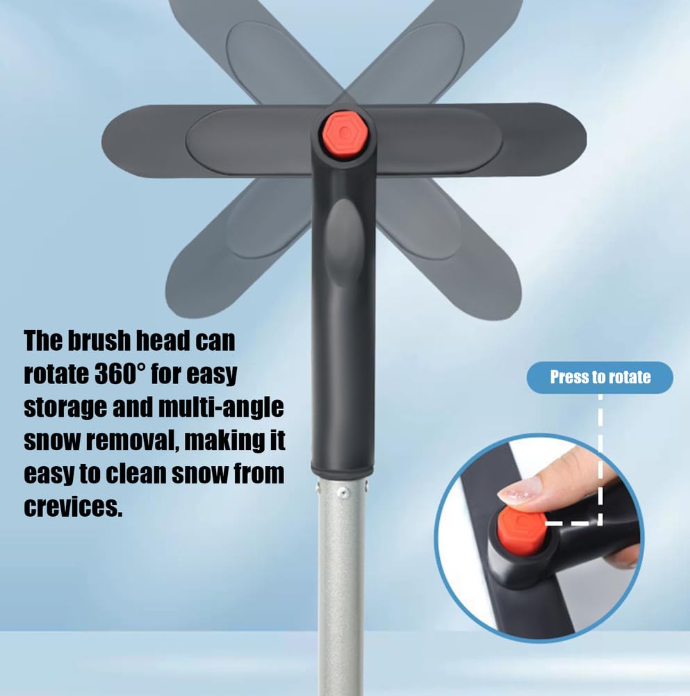 Spazzola da Neve telescopica 3 in 1 con Testa Rotante a 360°, Raschietto per Ghiaccio e Pala da Neve, Strumento per scongelamento Invernale per Auto con Manico Estensibile (Blu)