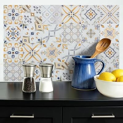 Peel and Stick Tile Stickers for Kitchen Backsplash, 24pcs, 4x4 Inches Waterproof Vinyl Wall Tile Decals, Removable Self Adhesive Tile Covers for Bathroom, Stair Risers, Cabinet and Home Décor