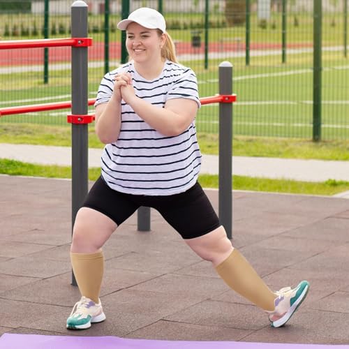 CaiDieNu Plus Size Compression Socks: Open Toe Wide Calf Compression Socks for Women and Men 20-30 mmHg Extra Large Calf Knee High Toeless Support Stocking for Nurse Pregnancy Travel Flight4