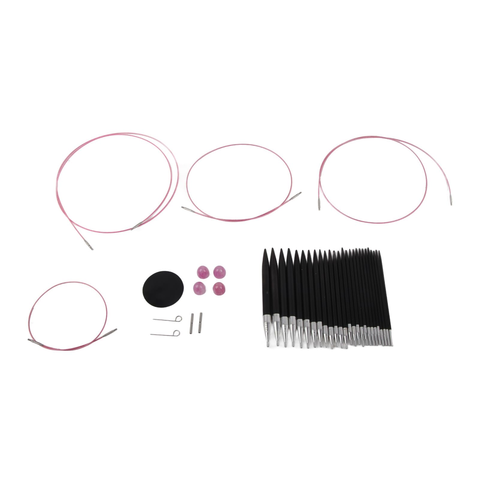 Druty Okrągłe, Wymienne Druty do Robienia na Drutach Zestaw Okrągłych Drutów do Robienia na Drutach Stal Nierdzewna 3 do 10 Mm Ergonomiczny Uchwyt Zestaw Okrągłych Drutów Zestaw
