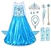 New front Frozen 2 Elsa Costume Costumi della Principessa Elsa Set da Principessa Abito delle Ragazze con Accessori Vestito della Principessa per Festa di Natale Carnevale Blu 110