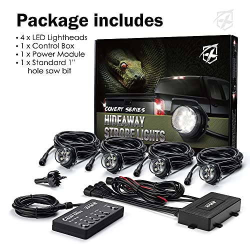 Xprite Blue LED Hideaway Strobe Police Lights Kit, 20 Flashing Patterns w/Control Panel for Headlights Taillights Hazard Warning Mounting, for Emergency Vehicles Volunteer Cars Trucks SUV 4PCS by Xprite - Image 7