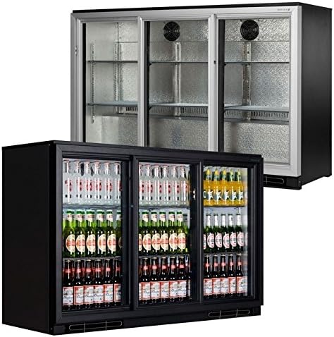 Tefcold BA30S Range Bar and Counter Display Chiller Chilled Display with Silver Sliding Door 900(H) x1355(W) x520(D) 328 Litre 2 Per Door Shelves -2 Year Parts Warranty Included