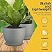Planter Pots with Drainage Holes - Lightweight, Durable & Space-Saving Pots for Indoor and Outdoor - Versatile Functionality, Simple Modern Design, Set of 5 Plastic Planter Pots - Gray