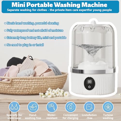 Image of Portable Washing Machine, Underwear Washer, Small Washing Machines, Mini Washing Rechargeable Cordless Washing-Machine, Laundry Cup for Bra, Underwear, Socks (1 L capacity)