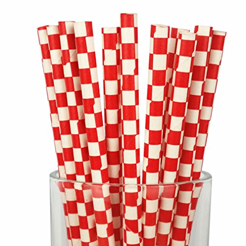 500 pitillos de papel rojo a cuadros desechables biodegradable miniatura 1