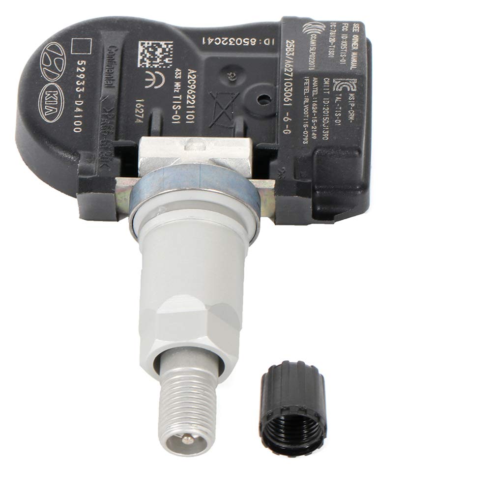 Tire Pressure Sensor Compatible For Hyundai For Elantra 2015-2019,For Hyundai Santa Fe 2018-2019,For Kia Optima 2015-2019, Tire Pressure Monitoring System Sensor Replaces 52933D4100,433MHz,4pcs