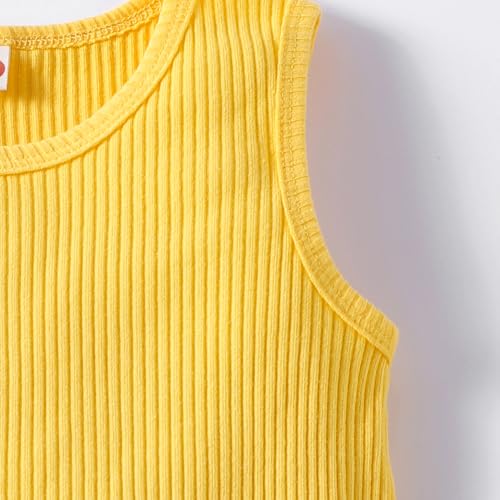 Image of Hoscotch Girls Floral Yellow Sleeveless Skirt Set
