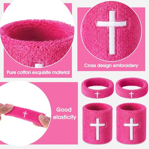 Image of Soulchen 4 pcs Cross Bicep Bands Wrist Bands Christian Arm Sweat Wristbands Absorbent Armband for Men Women Football Baseball Players Sports Activities Supplies