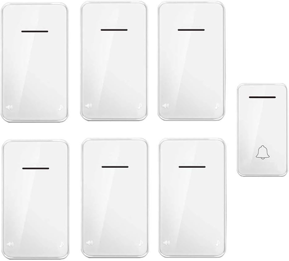 Wireless Doorbell Waterproof, Doorbell Plug in Wireless 200M Transmission Distance/48 First Music/Led Flashing Light Reminder, 1 Transmitter 6 Receivers,Black,Black,White