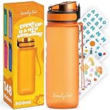 Sweety Fox Trinkflasche Kinder Kohlensäure Geeignet 500ml, Orange - Trinkflasche Sport 100% Auslaufsicher & Wasserflasche Spülmaschinenfest