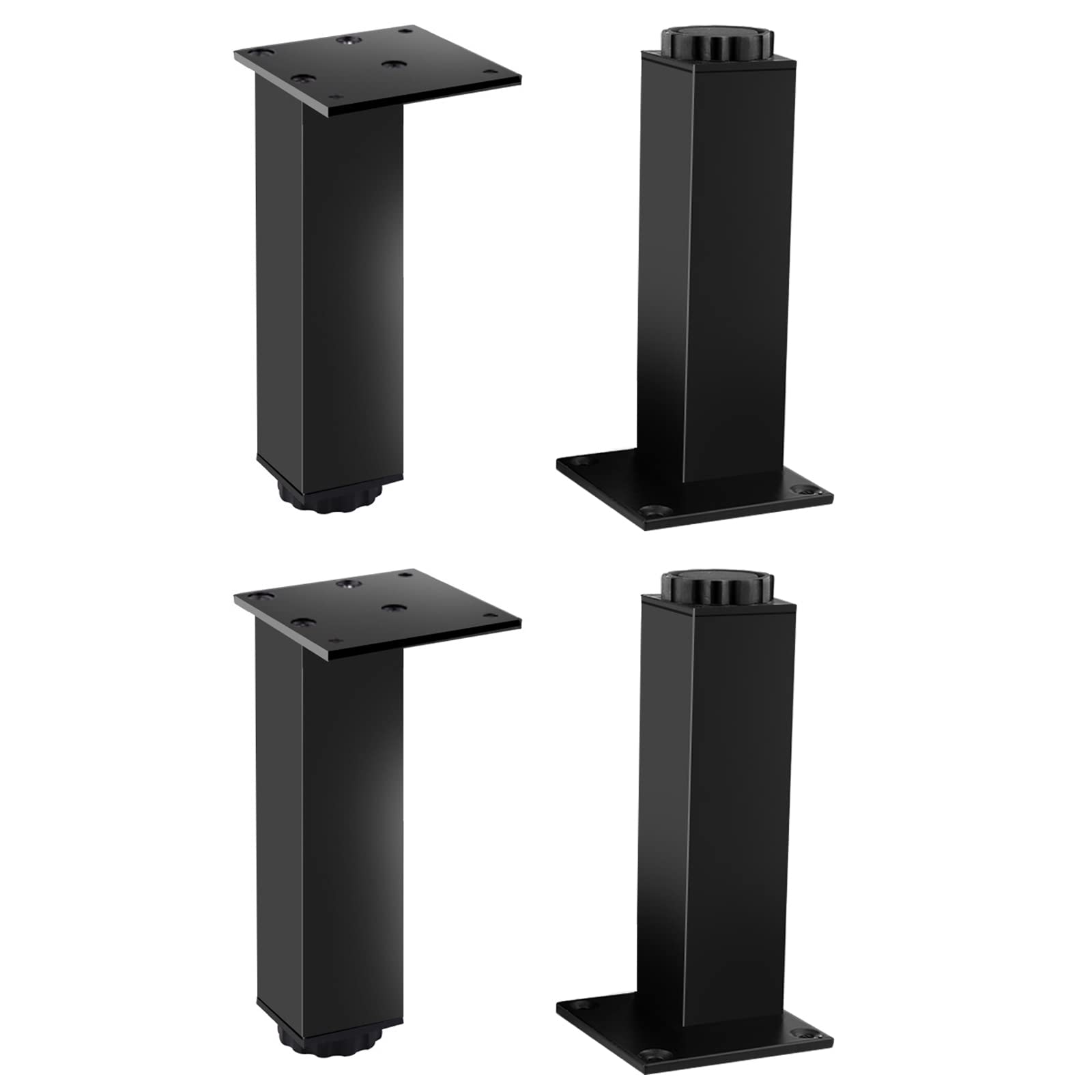 OIFAODAO Stainless steel access door， Aluminum Alloy Support Feet,with Screws,4 Pieces of for Sofa Chair,Bedside Table Replaceable Legs(Black,10cm(3.9in))
