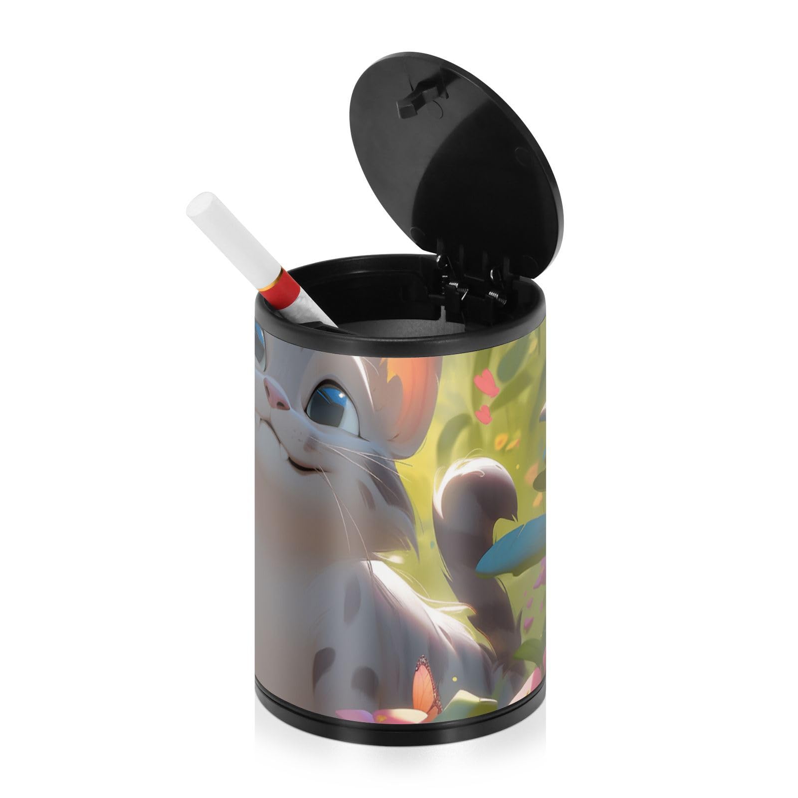 Zitronen-Muster Aschenbecher Mit Deckel - Edelstahl Outdoor Aschenbecher Für Auto & Terrasse