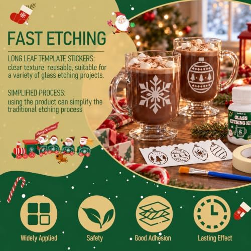 WANJAO Glass Etching Kit, Create Matte Frosted Glass Christmas Design — 사진 6