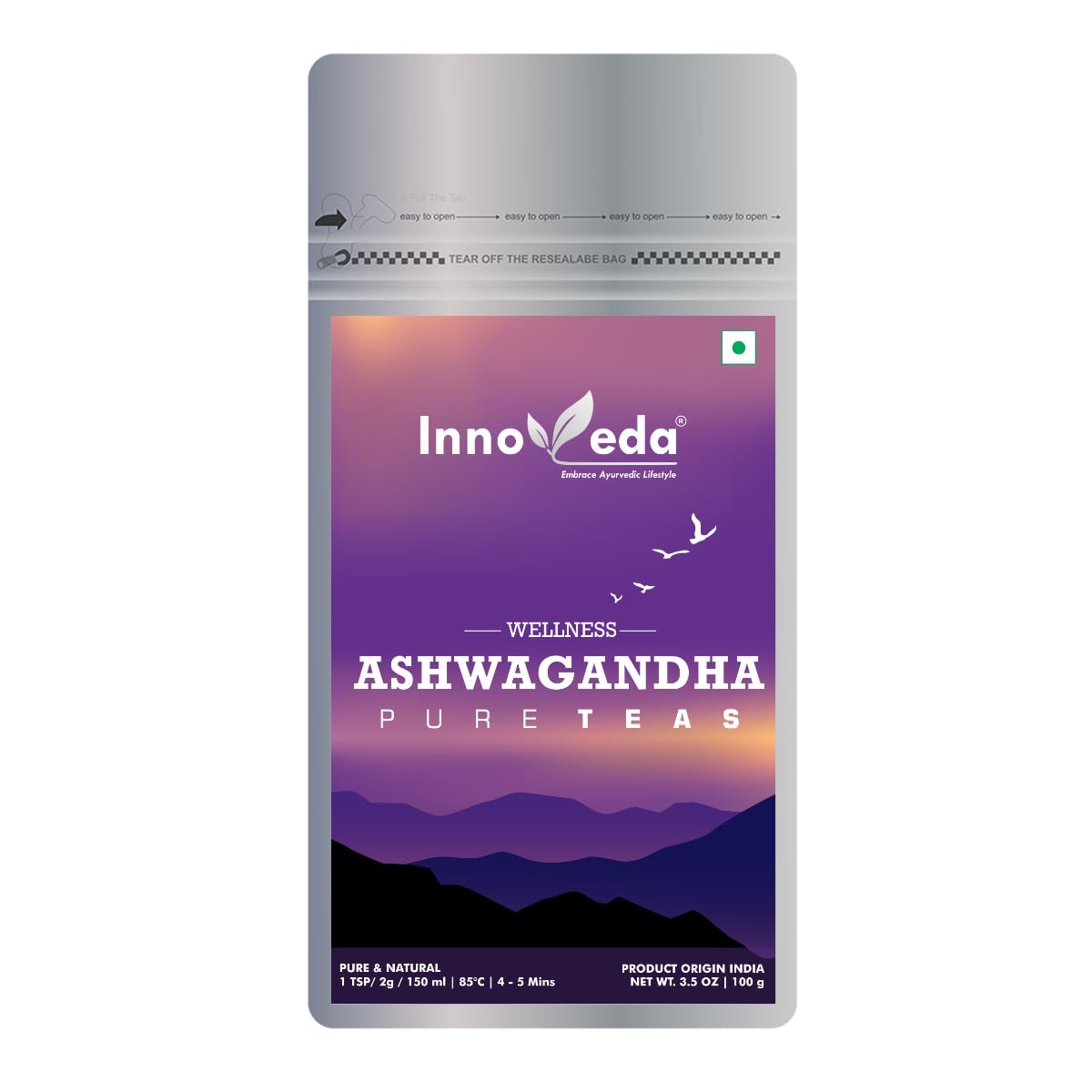 INNOVEDA Ashwagandha Root Pure Assam Tea For Men Boost Muscle Mass & Strength|Energy & Endurance 100 Grams