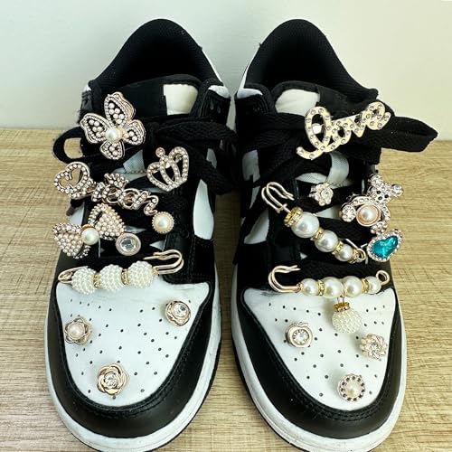Image of 50-231pcs Charms for Socks Safety Pin Brooch Pins, Sock Charms Pins Gold Bling Sock Jewelry Charms, Pearl Rhinestone Brooch Pins Costom Style Charms Pins Sets for Hat Clothes Shoe Socks ﻿ (100)