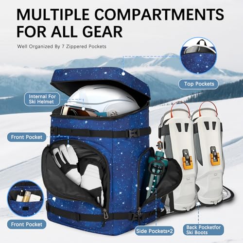image for TENFLY Ski Boot Bag,65L Snowboard Boot Bag for Air Travel,Padded Ski B