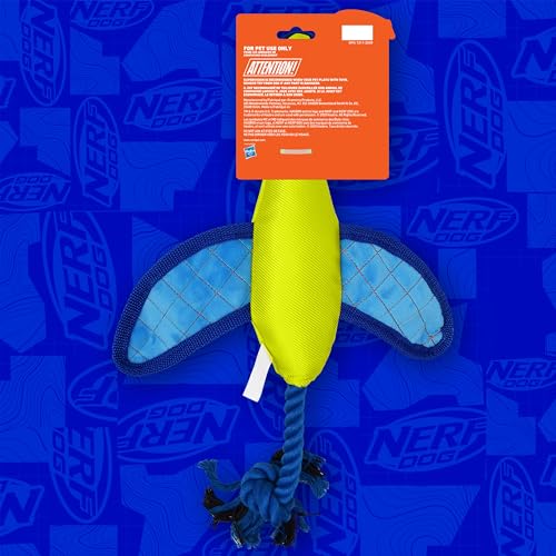 Nerf Dog Launching Duck with Crinkle Wings, 16.5 Inch Ultraplush Interactive Toy for Dogs, Green/Light Blue