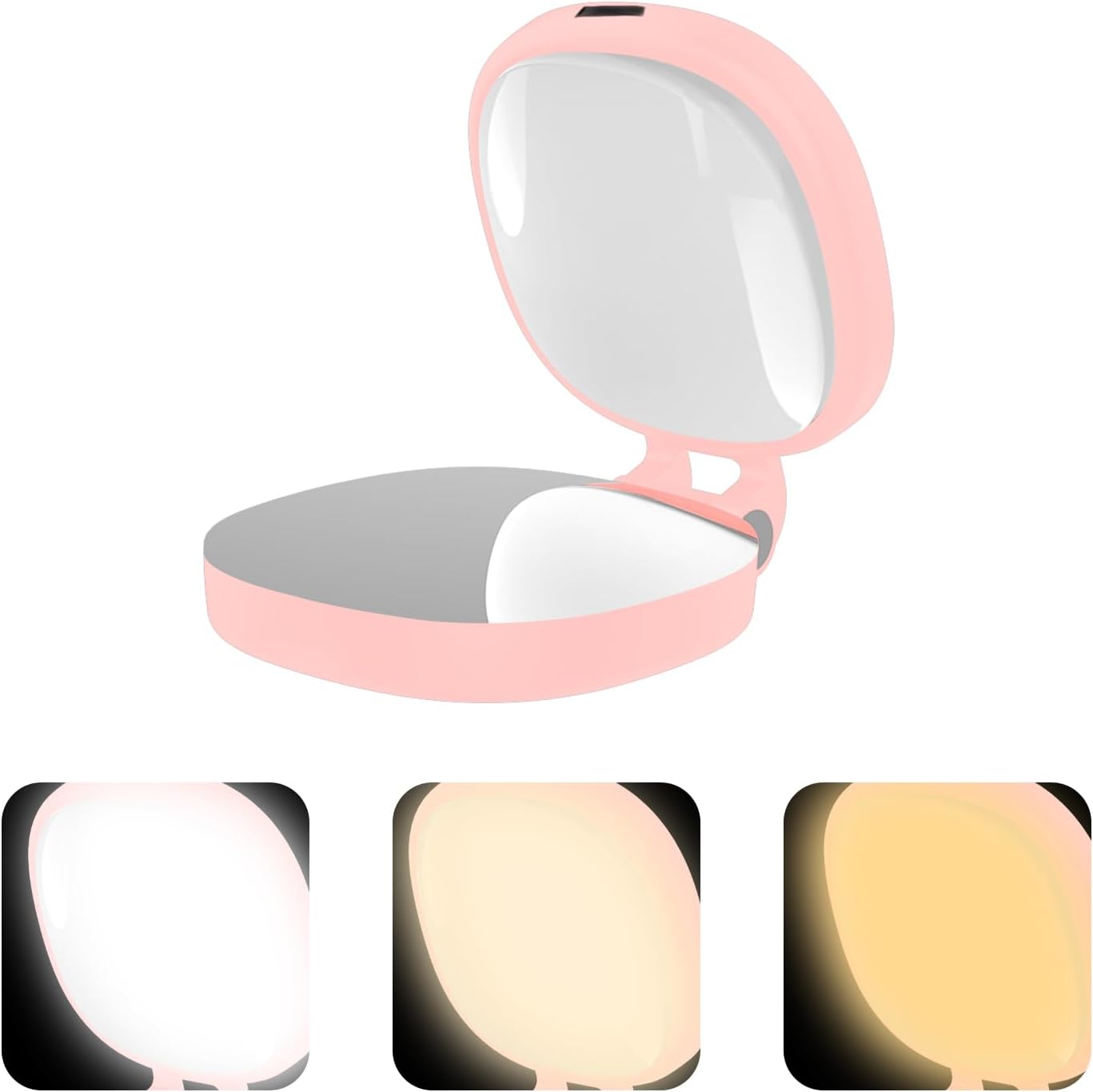 Magnetic Phone Selfie Light, 3 Color Temperatures LED Makeup Mirror with 360 Rotatable Light for Photos Videos Live Stream Photography Vlog (Pink)